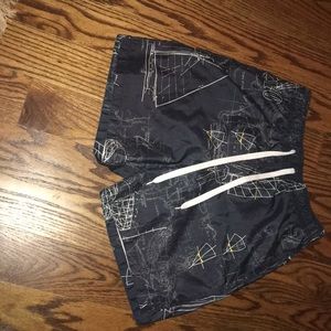 Merona Men’s Swimsuit Medium, Blue (Map Patterns)